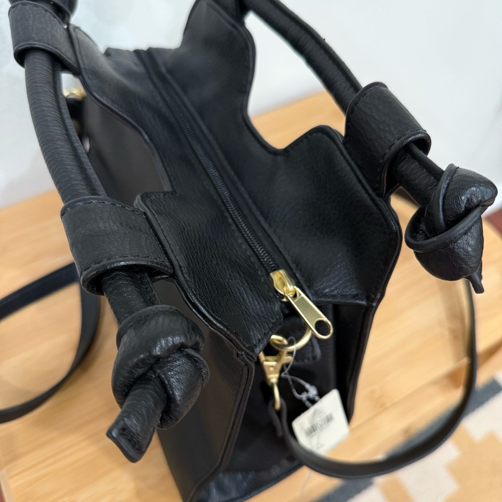 Anthropologie Terrance Mini Knotted Crossbody Bag Black Faux Leather NWT - Picture 3 of 10